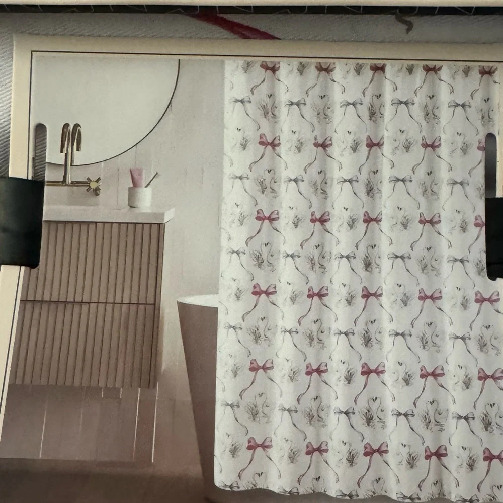 Rachel Zoe Bows & Swans Multicolor Fabric Shower Curtain 72